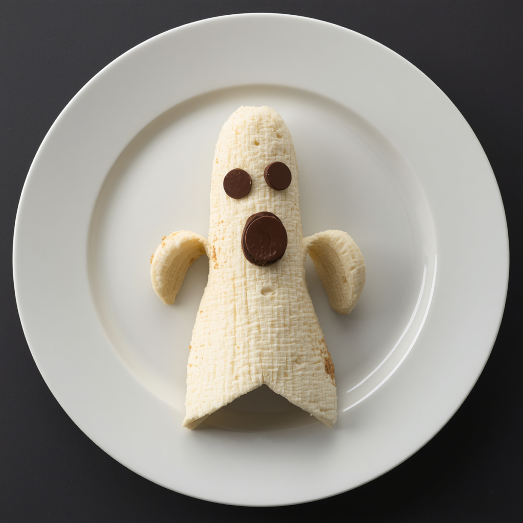 illustrates a banana ghost Halloween recipe
