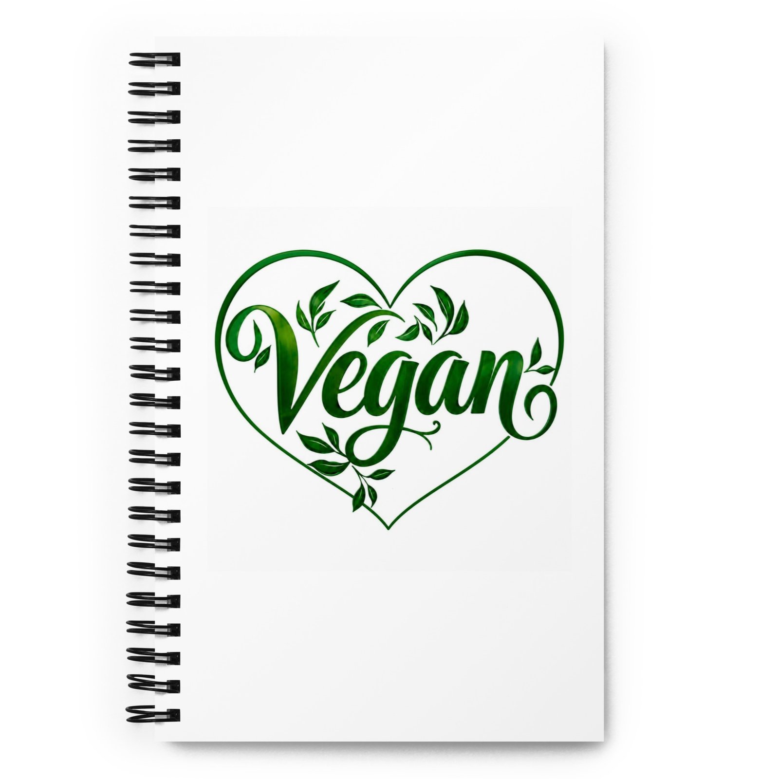 Vegan leaf and heart spiral notebook