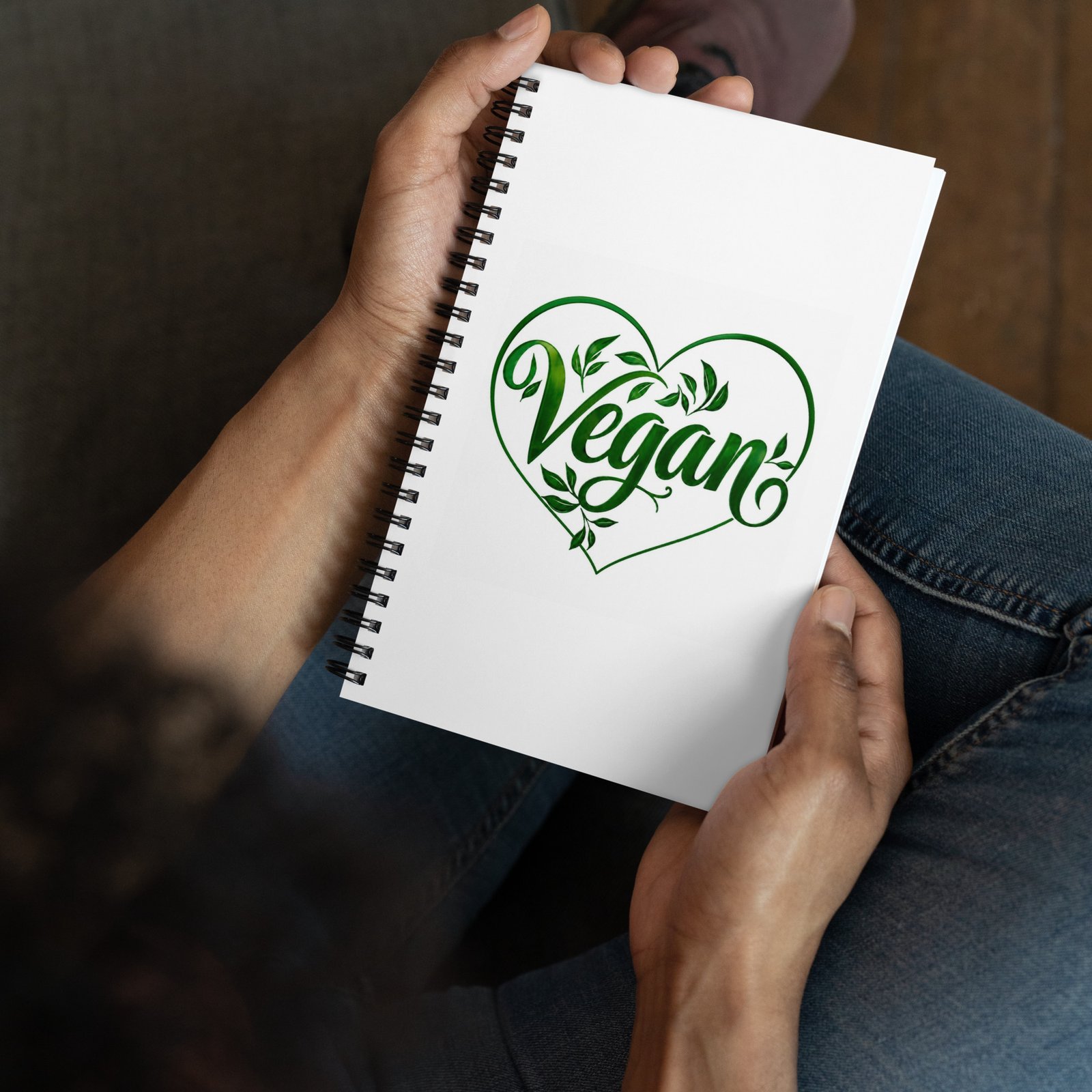 Vegan leaf and heart spiral notebook - Image 3