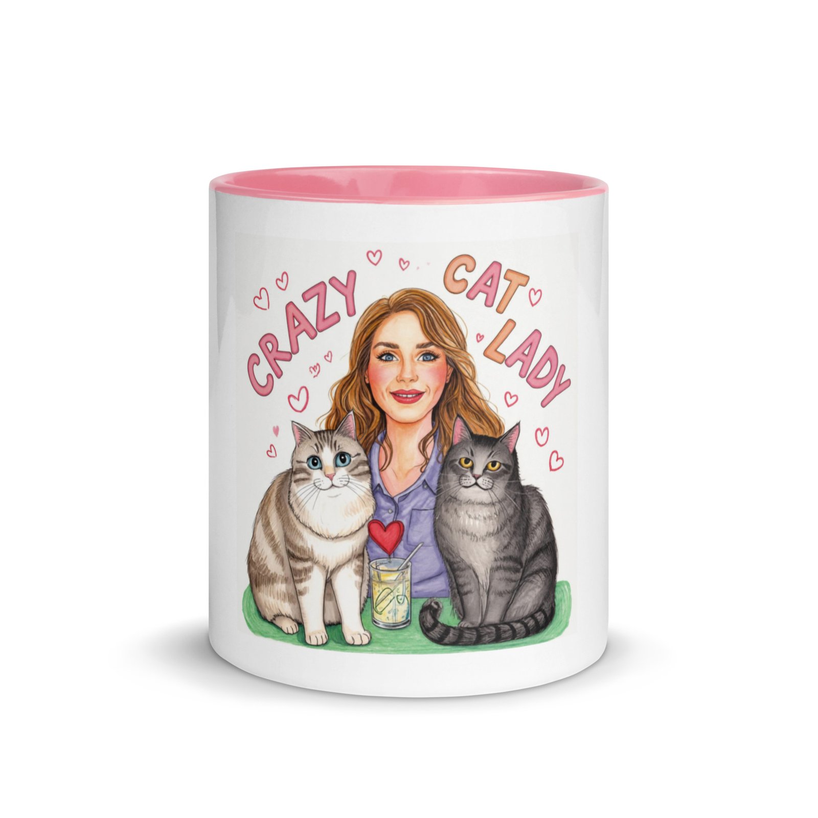 Crazy Cat Lady Mug With Pink Inside And Handle