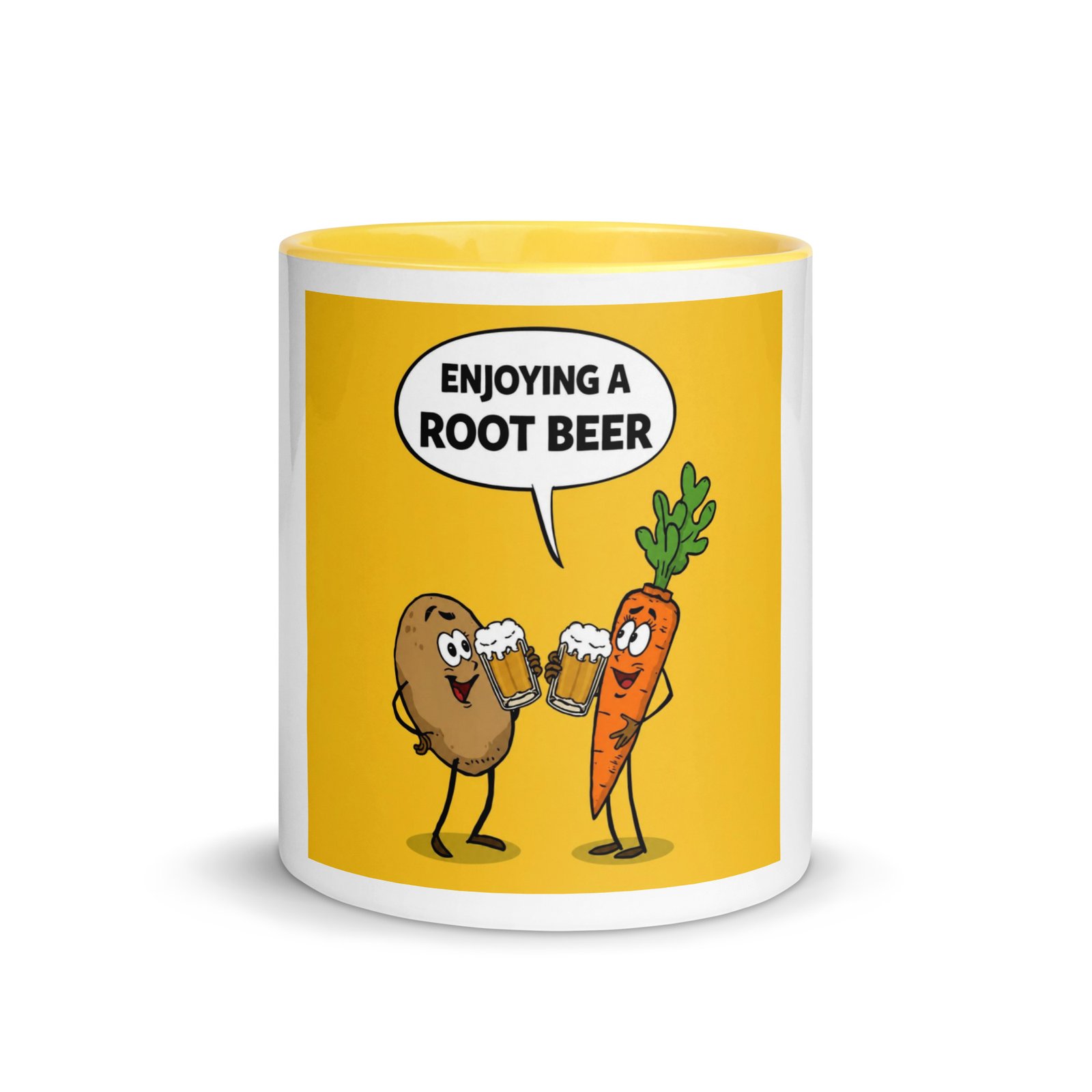 Enjoying A Root Beer Vegetable themed Mug