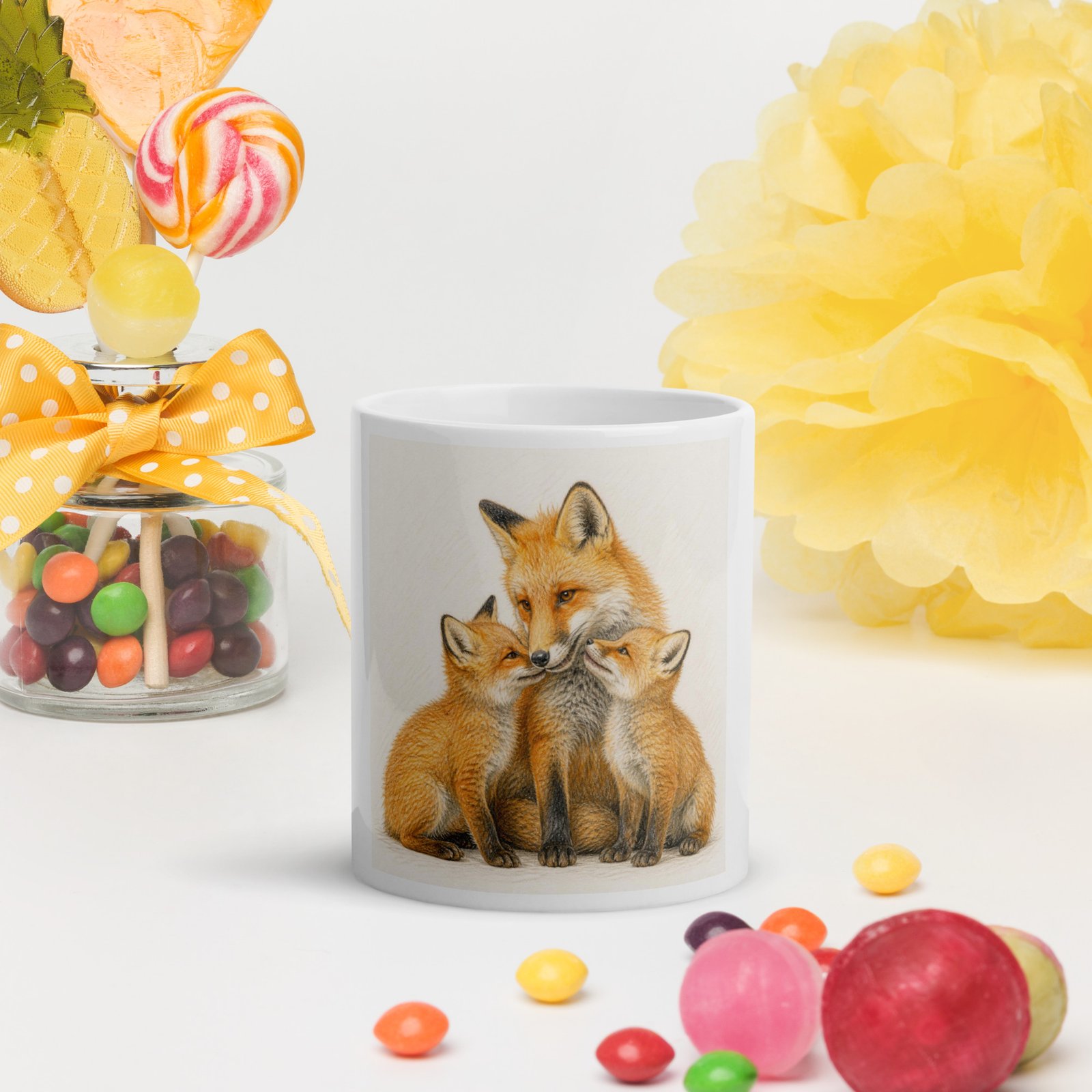 Fox & Cubs Ceramic Mug | Woodland Wildlife Gift Mug