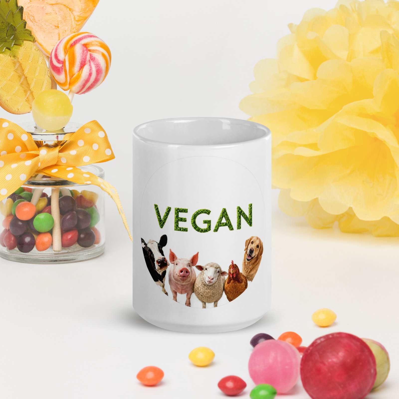 Vegan and Farm Animals Ceramic mug